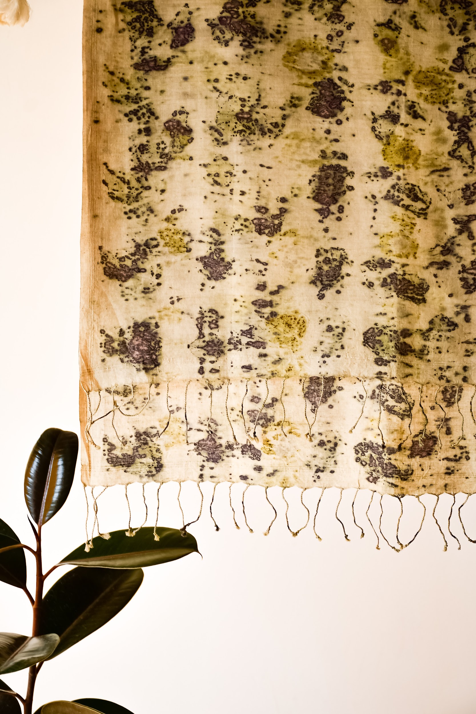 Ironies Rose Petals, Eco-Printing, Handwoven Cotton Stole 