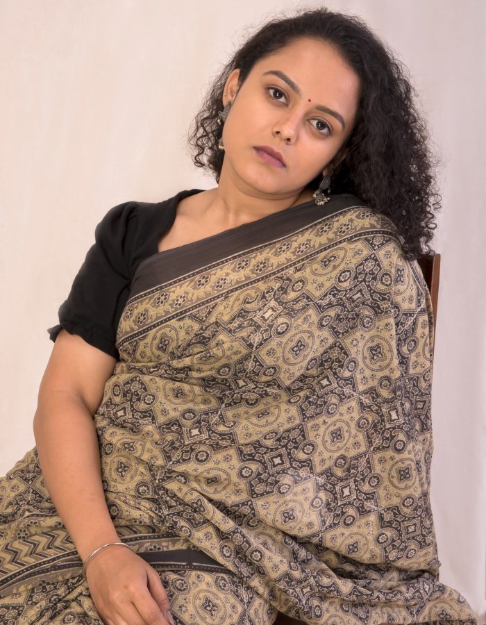 Eco-Chic, Ajrakh Hand Block Printed Cotton Silk Saree